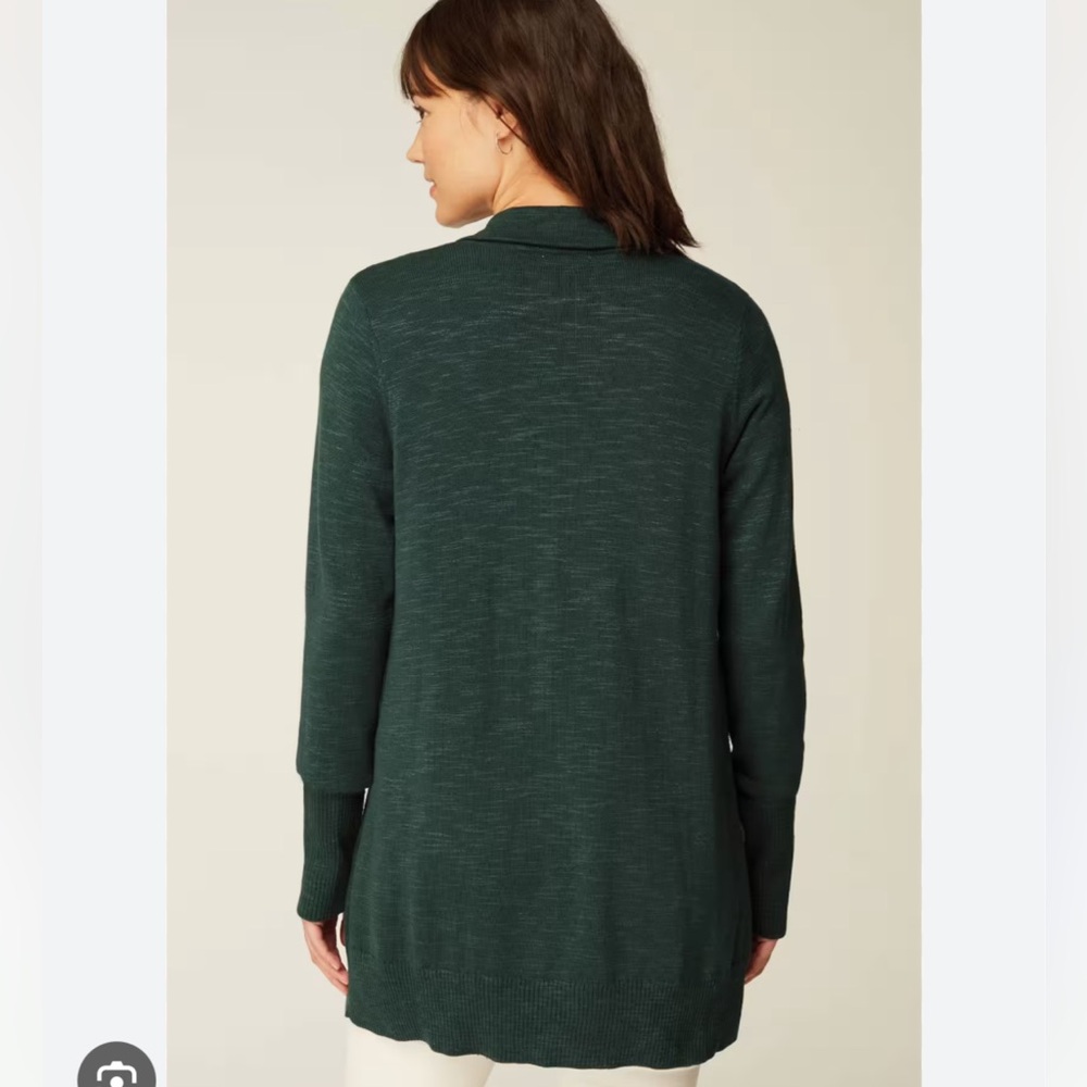J. Jill Textured Sweater Cardigan Jacket Patch Pockets Forest Green Size Medium - Picture 5 of 9